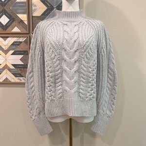 Banana Republic Cashmere Cable-Knit Sweater Heather Grey Small